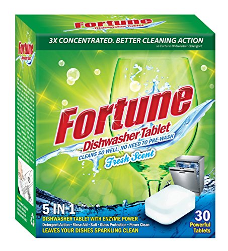 FORTUNE Dishwasher Tablets, 5 in 1 Action, Fresh Scent, 30 Count