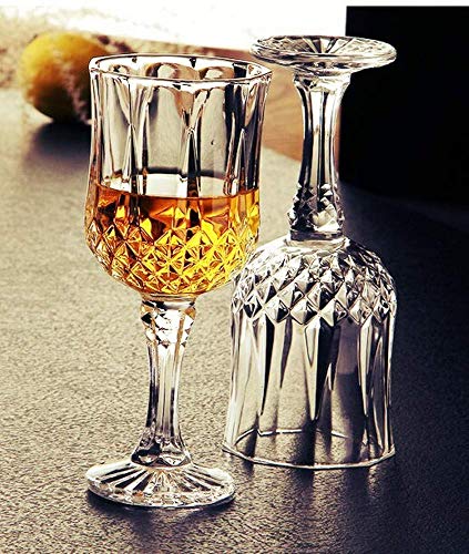 DRF Wine & Whisky Glass - Set of 2-220 ml - Crystal Clear Diamond Glass, Elegant Party Drinking Glassware, Dishwasher Safe, Restaurant Quality
