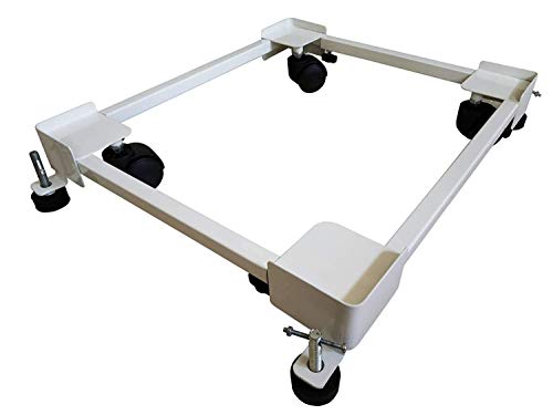 Emmelyn Premium Heavy Duty Adjustable Top Load Washing/Dishwasher Stand/Refrigerator/Top Load Washing Machine/Trolley for Front/(100% Made of Metal) (White & Black)