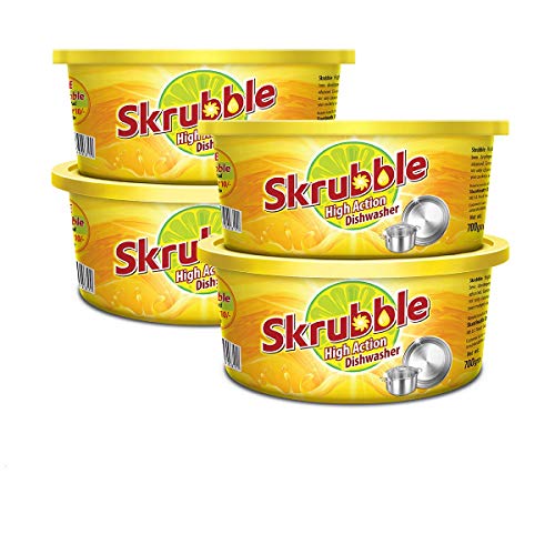 Skrubble High Action Dishwasher with Free Scrub Pad, 700g (Pack of 4)