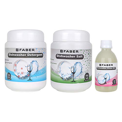 Faber Dishwasher Detergent kit with 1kg detergent, 1kg salt & 280 ml rinse aid