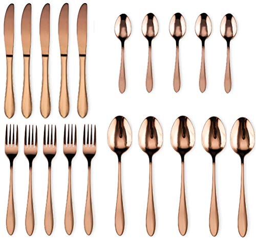 STAR WORK Stainless Steel Flatware Set, Tableware Cutlery Set, Utensils for Kitchens, Dishwasher Safe(Fork+Knife+Salad Spoon+Tea Spoon) (Pack of 20)